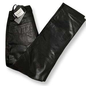 NWT Women's Nasty Gal Real Leather Straight Leg High Waisted Pants Size 6